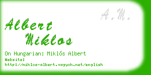 albert miklos business card